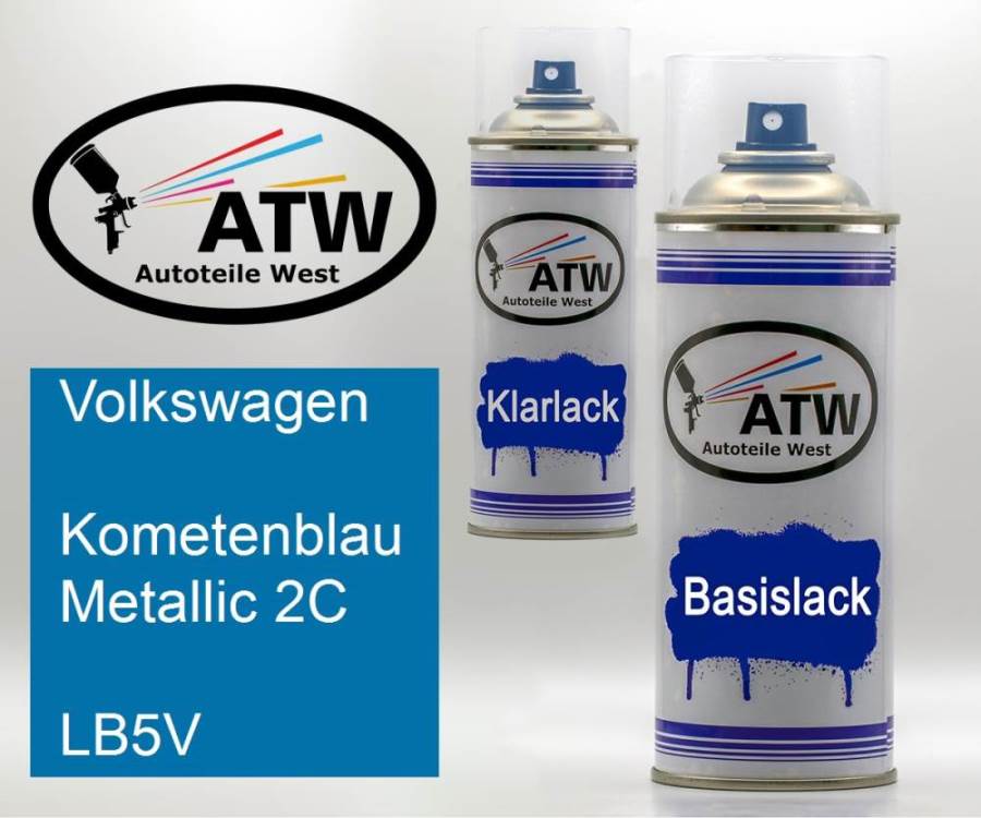 Volkswagen, Kometenblau Metallic 2C, LB5V: 400ml Sprühdose + 400ml Klarlack - Set, von ATW Autoteile West.